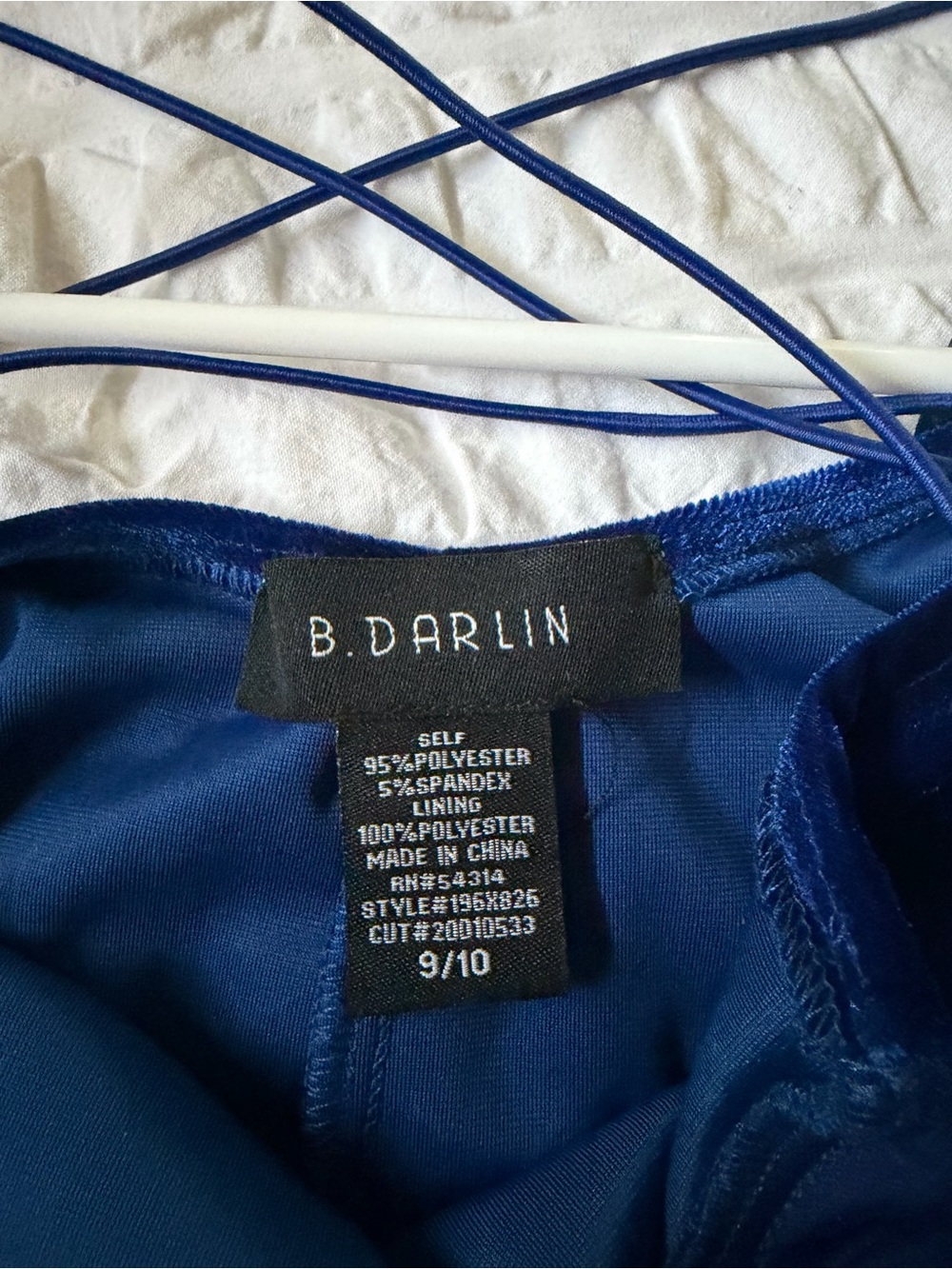 B Darlin Royal Blue Velvet Mini Dress with Crisscross Straps - Picture 3 of 5